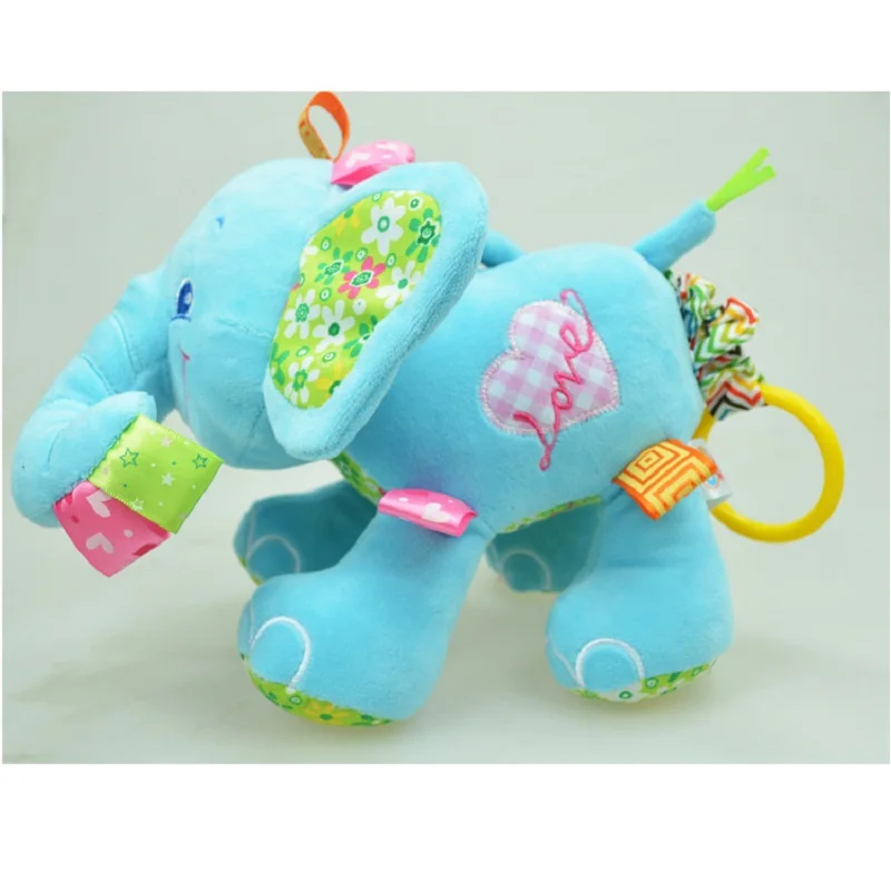 Sozzy Baby Plush Toys multifunction Pink Blue Elephant Pull Two Cars Hanging Bed Hanging Bell Appease Toys Cute Stuffed Plush