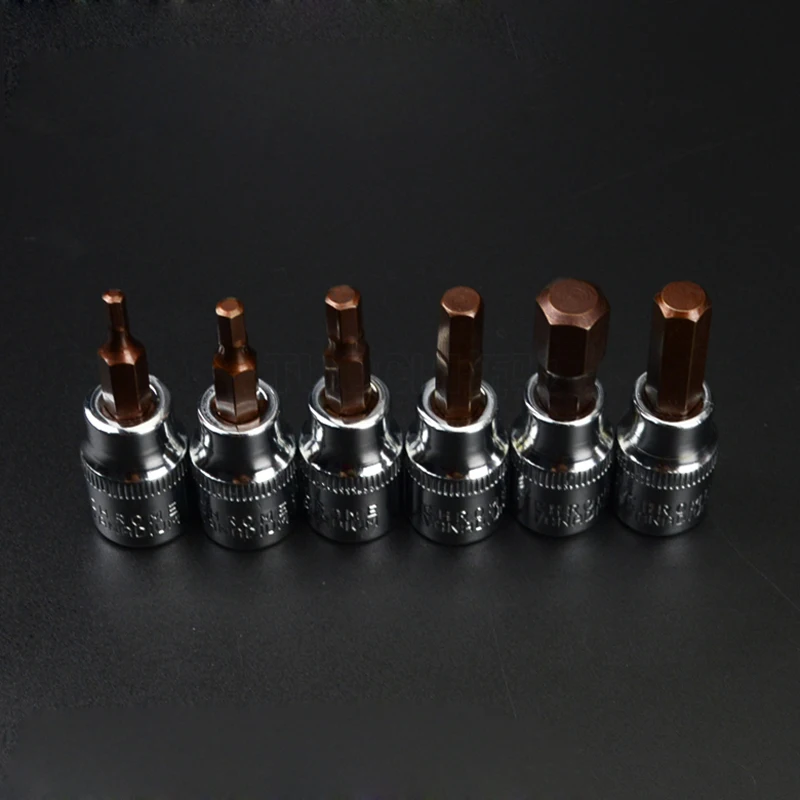 6pcs 3/8 Inch Drive Hex Bit Sockets Set H3 H4 H5 H6 H8 H10 Metric Screwdriver Bit Sockets Hand Tools Socket Joint Hexagonal