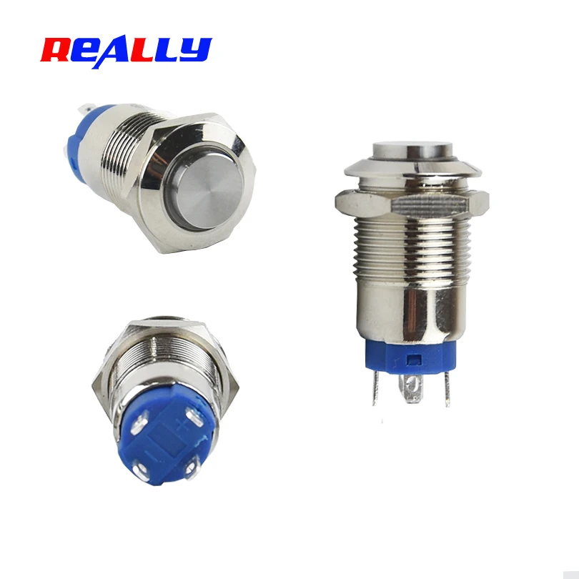 1PC 12MM Momentary/Latching  3V  6V 12V 24V 220V Waterproof Metal Push Button Switch LED Light Car Engine PC Power Switch