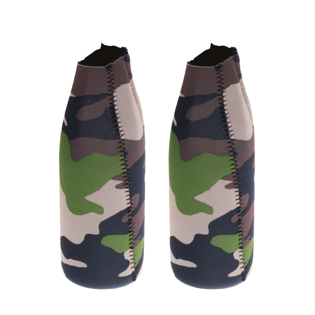 Neoprene Beer Bottle Cooler Sleeve with Zipper (Camouflage 2-Pack)