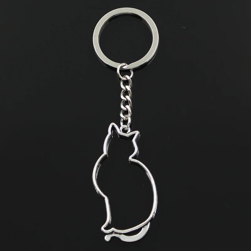 New Fashion Keychain 53x27mm Cat Pendants DIY Men Jewelry Car Key Chain Ring Holder Souvenir For Gift