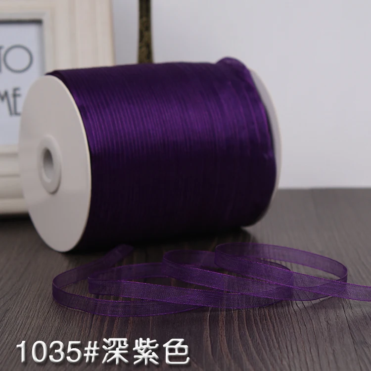 Hot sale 1/4''(6mm) Dark purple Organza silk Ribbons Gift Wedding Party Decoration Wrapping Dark purple Ribbons 10 Meters/lot