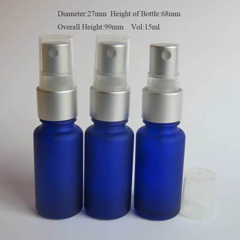 wholesale 100pcs  empty Mini 15ml blue frost refillable perfume atomizer bottle ,15 ml glass perfume atomizer bottles wholesale