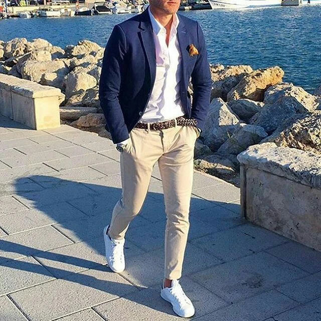 Son kat pantolon lacivert i erkek tak m elbise du un damat smokin 2 adet ince Terno Masculino kostum Homme adam blazers AliExpress