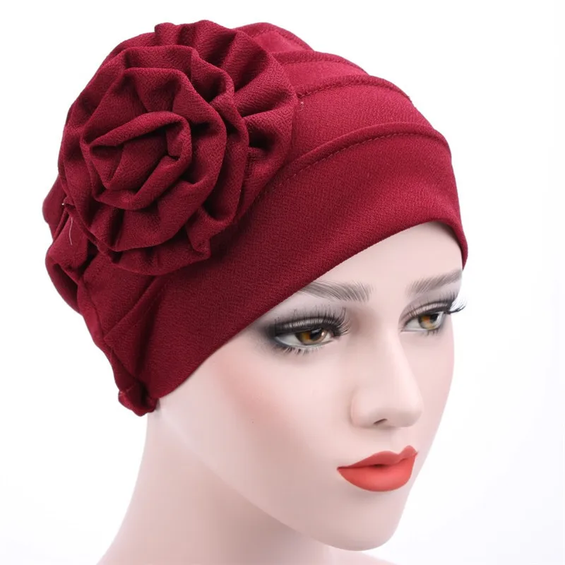 Women\'s Hats Spring Summer Floral Beanie Hat Muslim Stretch Turban Hat Cap Hair Loss Headwear Hijib Cap