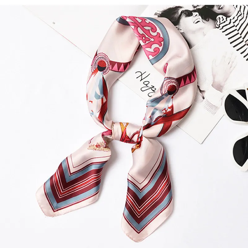 2018 new summer decoration woman fashion scarves horse pattern printing 70cmx70cm small square scarf scarves headscarf hot gift