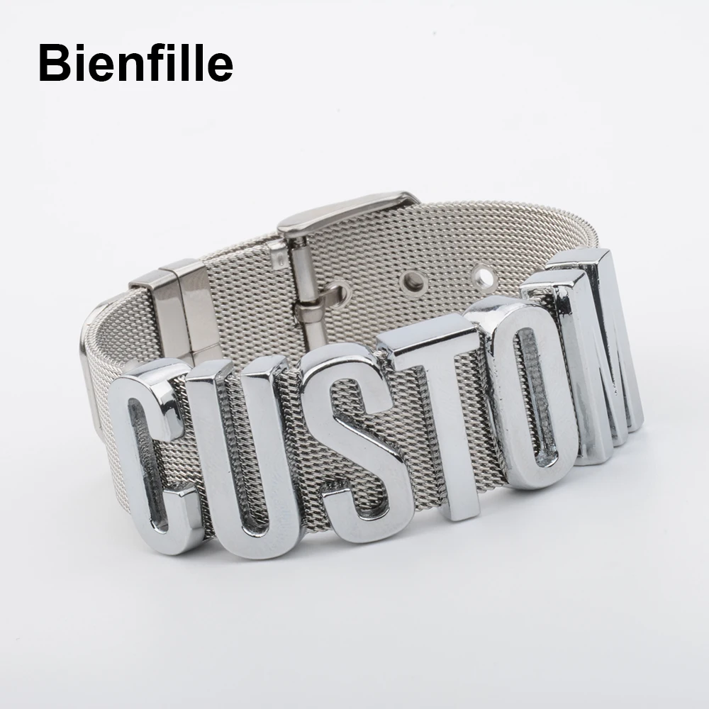 Customized Words Stainless Steel Men Bracelet 100% Handmade Fashion Girlfriend Gift Choose Name Jewelry For Women Accessories