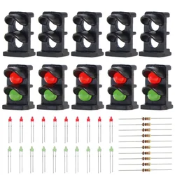 JTD14-10 sets de cara objetivo con LED para señal enana de ferrocarril, escala N Z, 2 luces de señal de tierra, luz de tráfico roja/verde