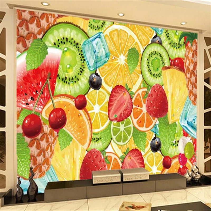 beibehang Fruit Restaurant Kitchen Juice Shop Narrow Juice Shop Background Wall Decoration Custom Large Mural Green Wallpaper