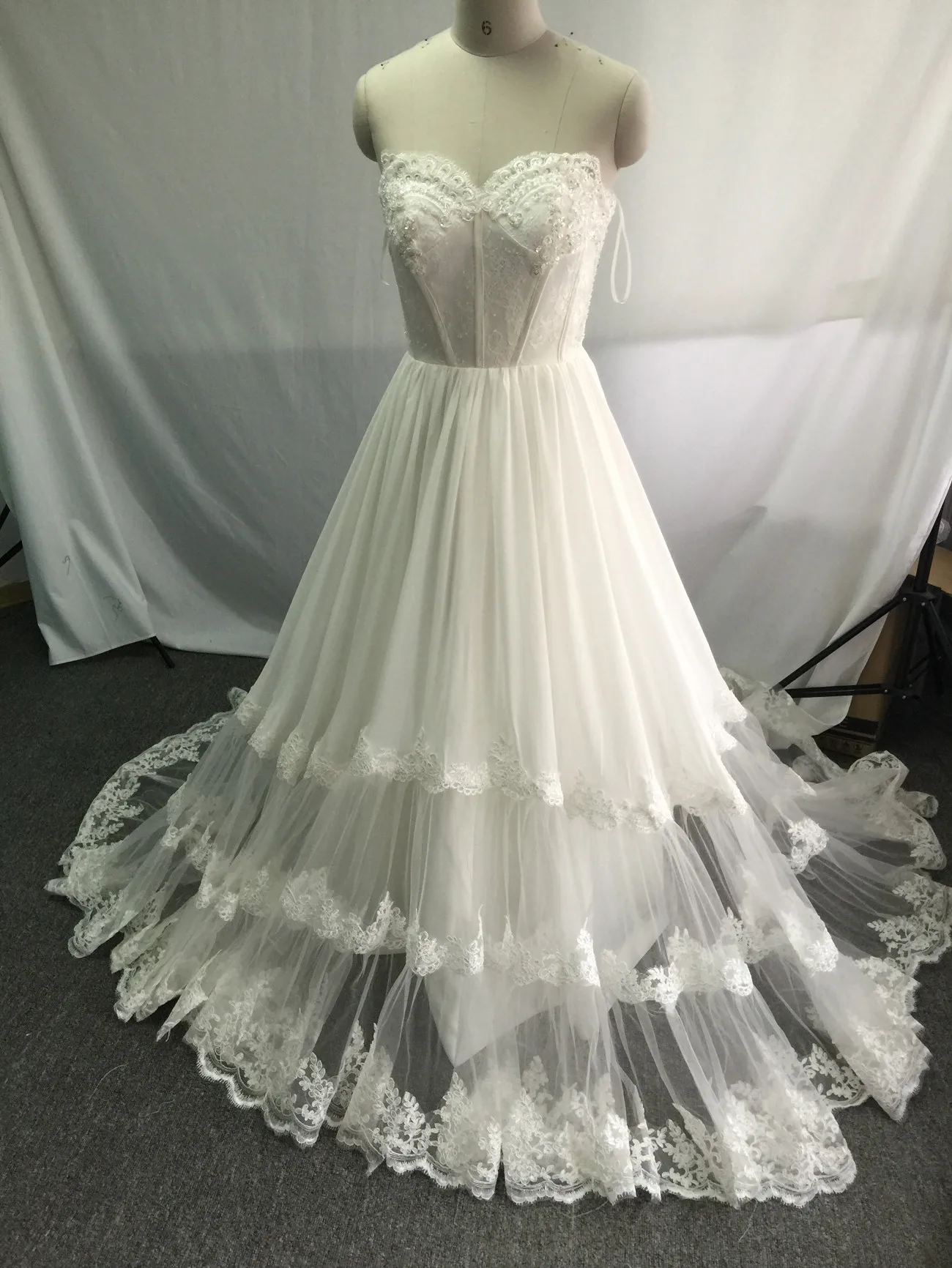 Nuove immagini reali abito da sposa a trapezio pizzo Vintage Plus Size abiti da sposa in pizzo 2019 Vestido de noiva