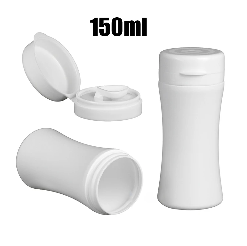 

100pcs 150ml White Color PE Gum Bottle, Powder Storages, Plastic Capsules Bottles, Packing Bottle with Pull Ring Caps