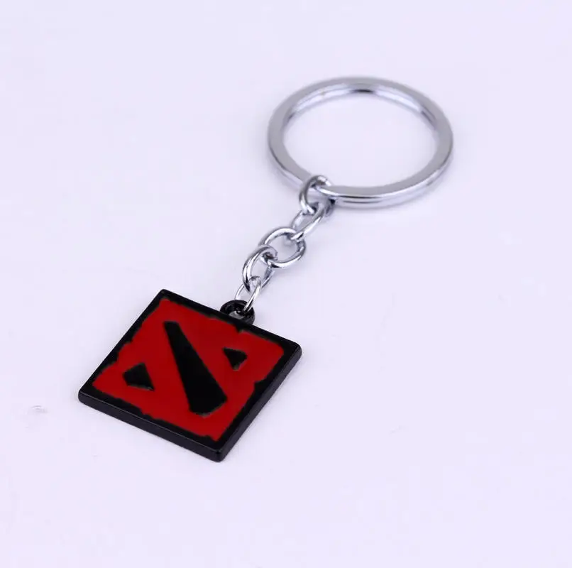 dongsheng Dota 2 Keychain Online Game Dota2 Classical Logo Square Shape Pendant Keyring 2 Colors Gift Keyring Keychains jewelry