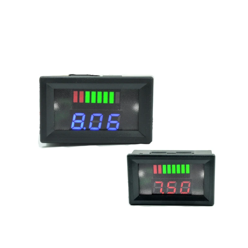 DC Red Blue LED Digital Display Voltmeter Mini Voltage Meter Volt Tester Panel For 8.4v12V24V36V48V60V Cars Motorcycles Vehicles