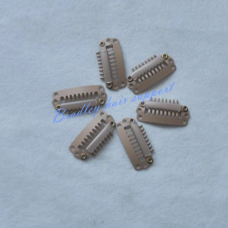 2.8cm 8-T-Tube Stainless Steel Snap Comb Wig Clip for Machine Wefted/Weaving Extensions Salon Accessories 50pcs/bag