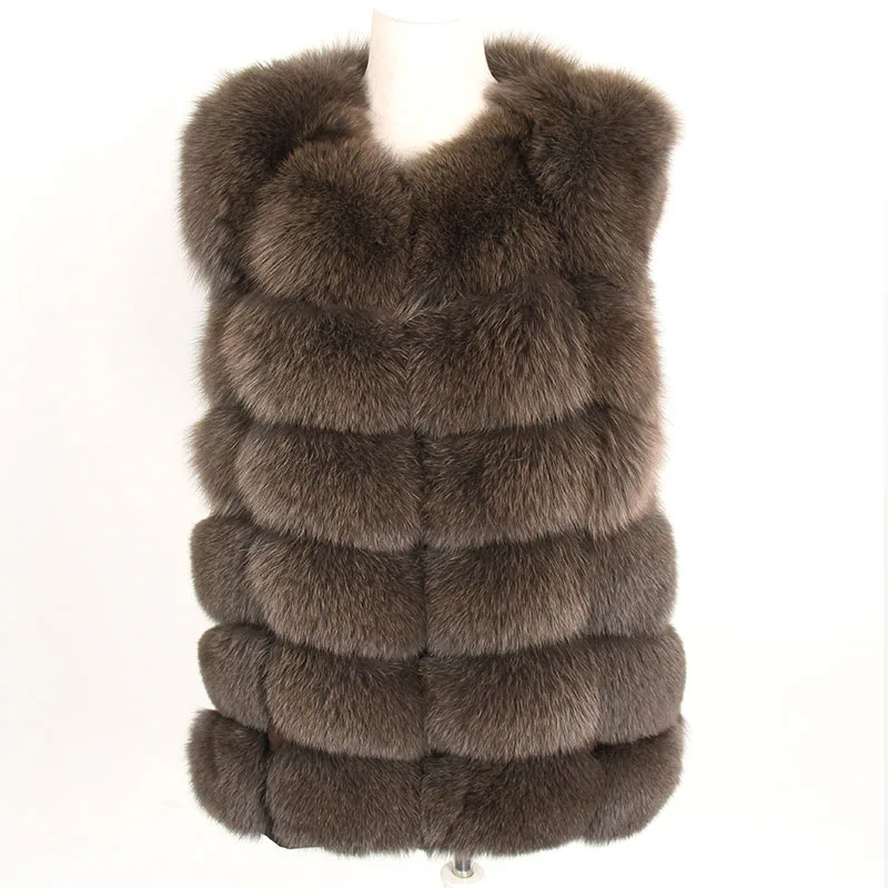 Maomaokong Real Fox Fur Coat Women Winter Natural Fur Vest Coat Real Fur Coat Vests For Women Sleeveless Jacket Women