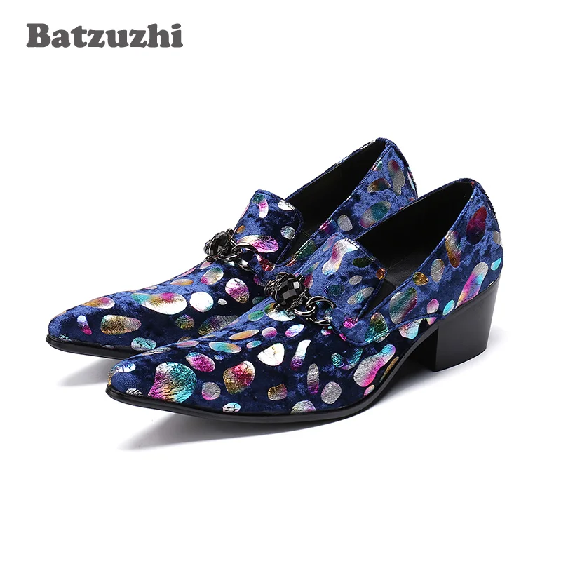 

Batzuzhi Brand Luxury Mens Shoes 6.5cm High Heel Men Leather Shoes Pointed Toe Handmade Party and Wedding Men Shoes, Big US12