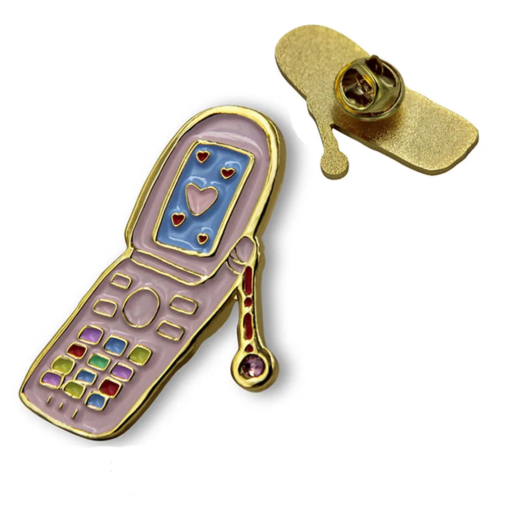 Customized Metal Soft Enamel Cute Cellphone Badge for Wedding Gift