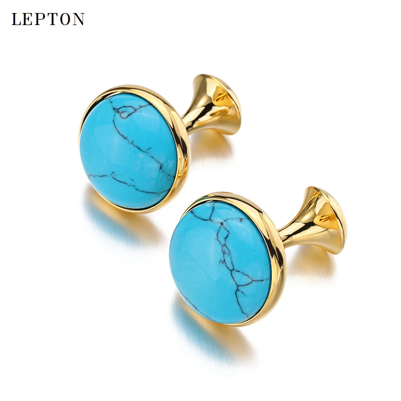 Low-key Luxury Tiger-eye Stone Cufflinks for Mens Lepton High Quality Round Tigereye Stone Cuff links Relojes gemelos Best Gift