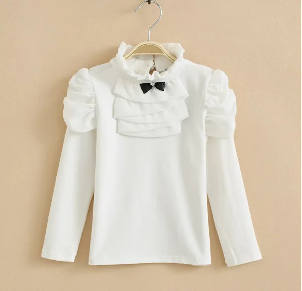 

Girls Turtleneck Long sleeve Basic Tops Kids Spring Autumn Underwear Children Clothing Baby Bottoming Shirts White T shirt