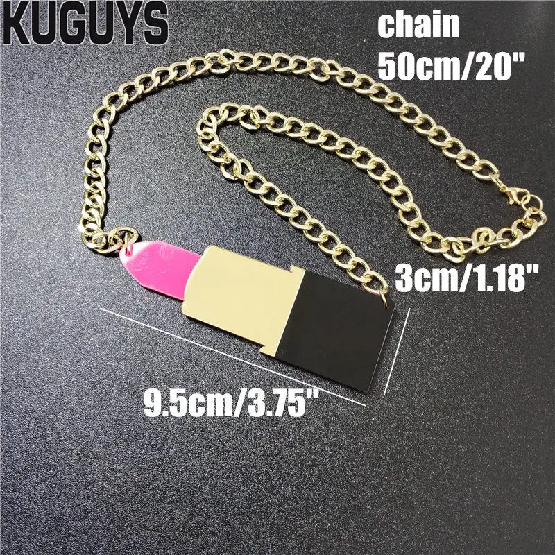 KUGUYS Fashion Jewelry Sets Acrylic HipHop Large Pendant Necklace For Women Lipstick Long Earrings