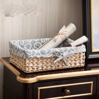 

Straw Rattan Storage Basket Desktop Storage Box Debris Storage Box Fabric Storage Basket