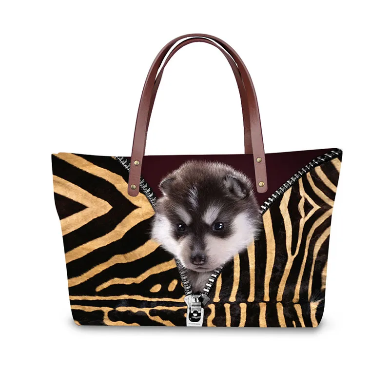 Handbag for Women 2019 New Fashion Bags Shoulder Bag Beach Bag 3D Animal Dog Cat Creative Pattern Design Tote Bolso