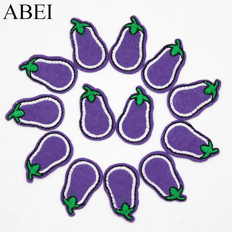 20pcs/lot cartoon eggplant Patches Embroidered mini vegetables stickers for baby cloth bags shoes DIY Handamde Appliques