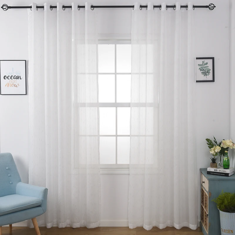 Cortinas de tul transparentes bordadas de lluvia pequeña de plata/Oro para niños, persianas de sala de estar, cortinas modernas para ventana