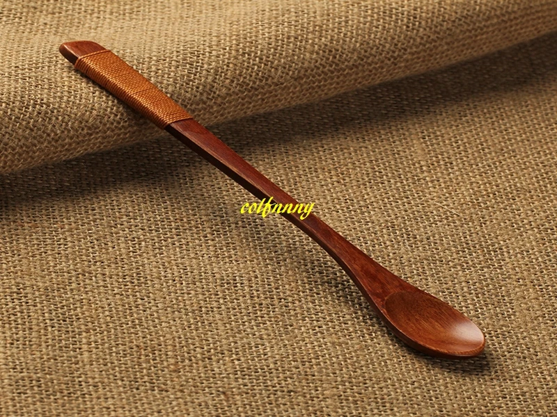 100pcs/lot 20x2cm Long Handled Coffee Spoons Wooden Spoon Kitchen Dining Bar Tools Stirring Spoon For Coffee Tea Honey Soup