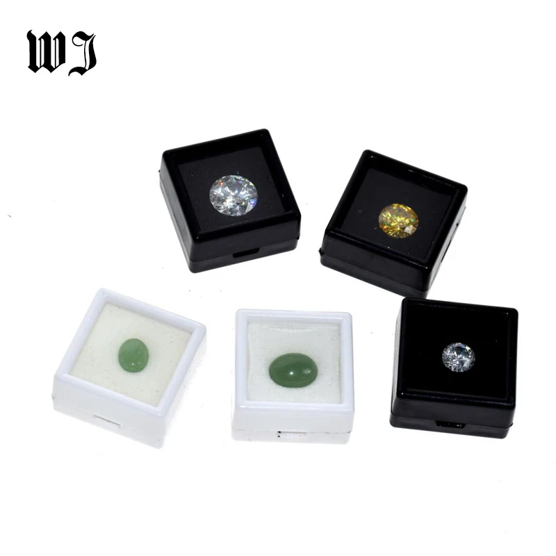 Wholesale Gemstones Collection Box Loose Diamond Jewelry Display Case Holder Gem Show Storage Container Box Plastic White Black