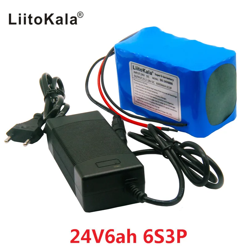 

LiitoKala 24V 6Ah 6S3P Battery Pack 25.2V 18650 Battery 6000mAh Rechargeable Battery For GPS Navigator/Golf Car/Electric Bike