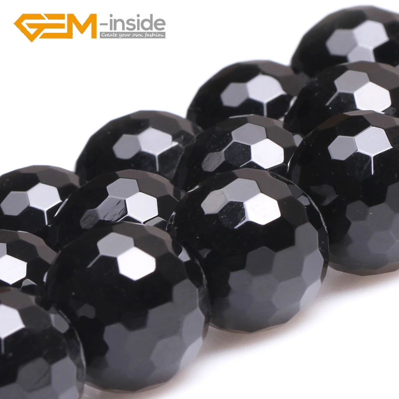 Natural Round Faceted Black Agates Beads For Jewelry Making Beads DIY Beads Bracelets For Women Girl Gifts Wholesale!