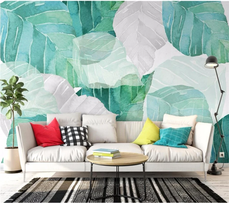 beibehang papel de parede 3d Custom wallpaper 3d mural Refreshing leaves Nordic minimalist background wall paper papel de parede