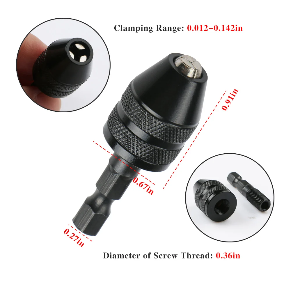 Newest 0.3/3.6mm 6.35mm Diameter Multifunction Keyless Quick Change Hex Shank Twist Drill Bit Chuck For Electric Grinders