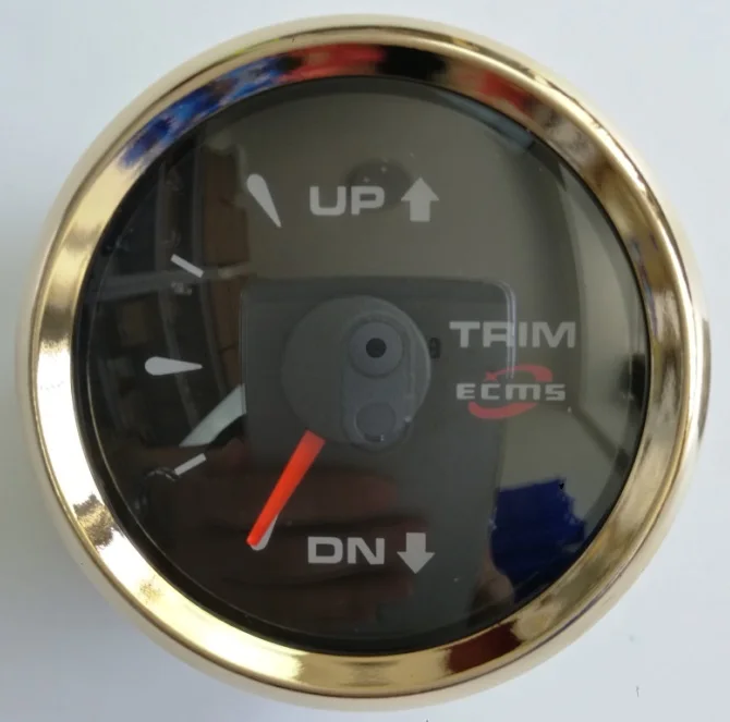 New Design Marine Boat Yacht Automotive Trim Gauge UP-DN 0-190 Ohms 9-32V 52mm 2 Inch 316L Gold Bezel Black Dial 802-00063