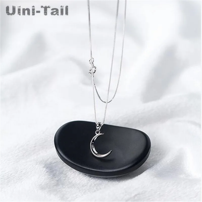 

Короткая Цепочка Uini-Tail женская из серебра 925 пробы, в Корейском стиле, с полумесяцем