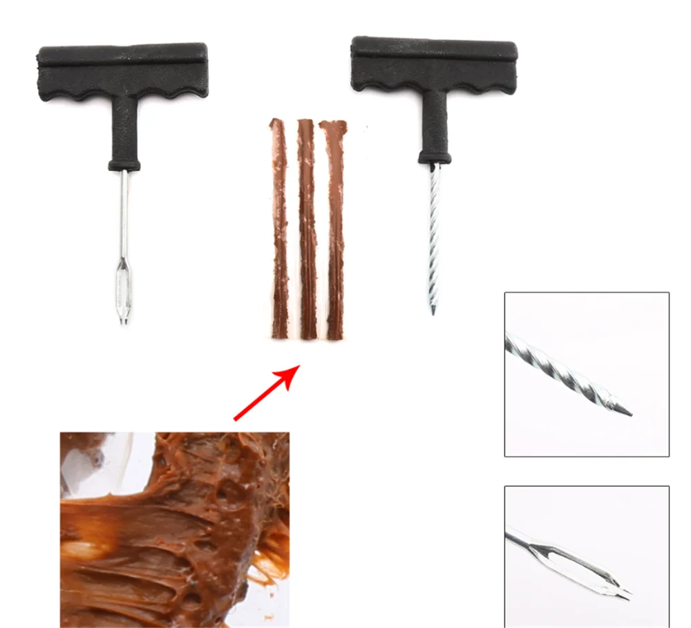 Car and motorcycle tubeless tire repair tool puncture tube for Chevrolet Blazer Traverse Tahoe Equinox Trax Sonic FNR-X Bolt