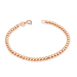 Sinya 18k  Fine Jewelry Bracelets Strand 4mm Au750 Gold Beads for Children Ladies Girls Women Gift Length from 12cm to 21cm