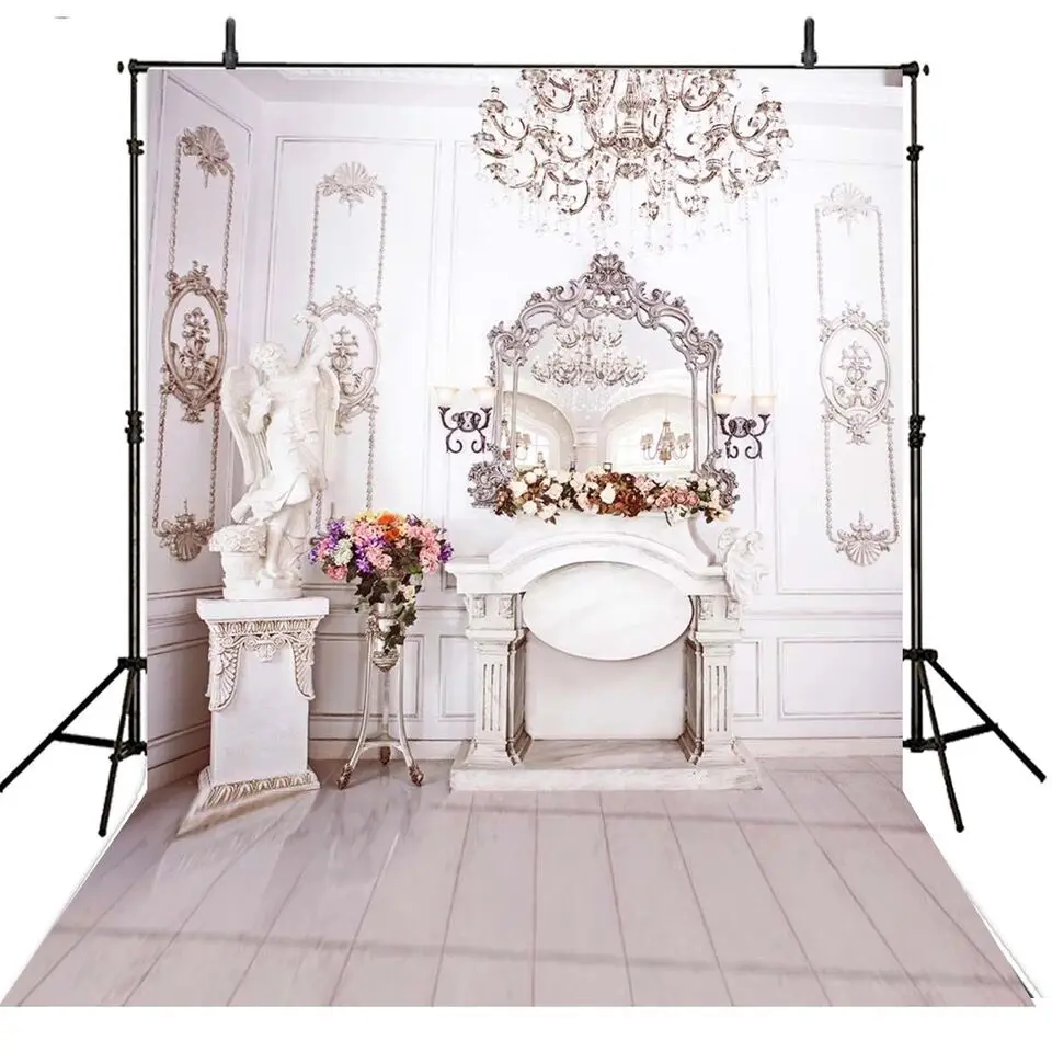 หรูหราพื้นหลังสำหรับสตูดิโอถ่ายภาพพิมพ์รูปปั้นกระจกโคมระย้าสีขาวในร่มการถ่ายภาพฉากหลัง