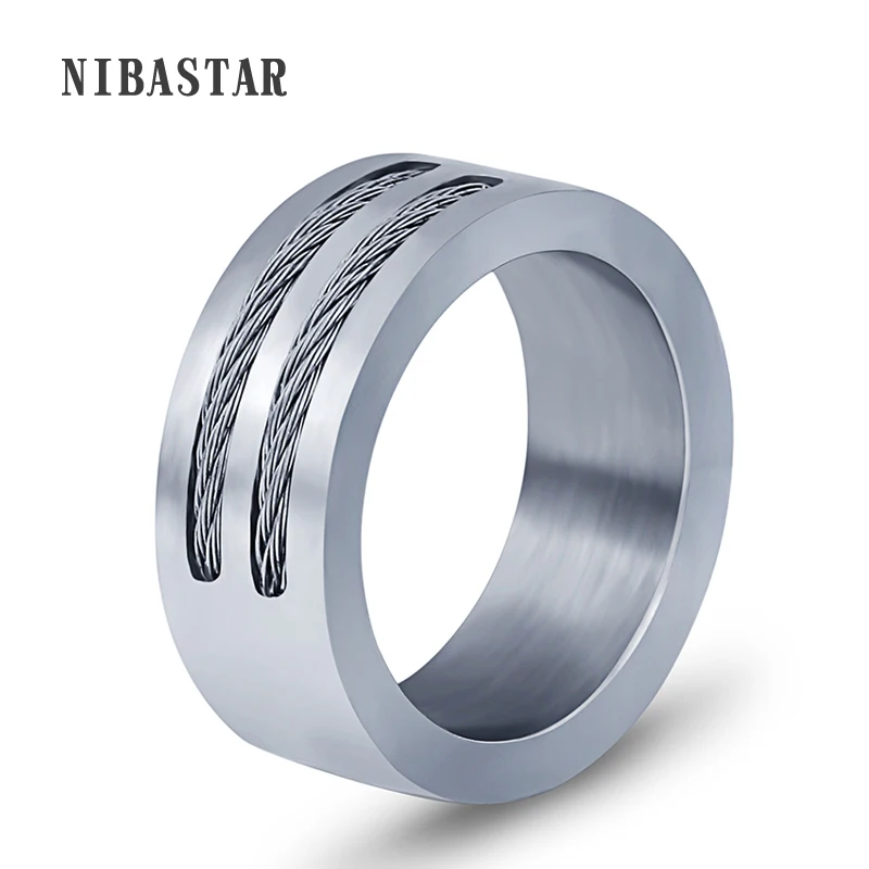 New Men\'s Ring Stainless Steel Punk Rock Ring With Steel Wire Jewelry USA Size