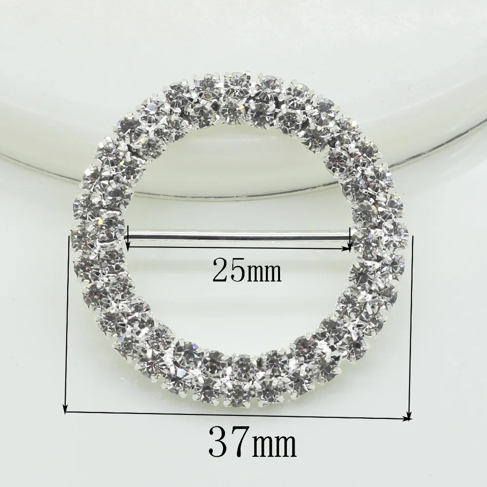 Fashion 5pc 37mm Round stunning clear Rhinestone Buckles  Invited to the Wedding Rbbon Rlider,DIY decoration shiny Belts buckle