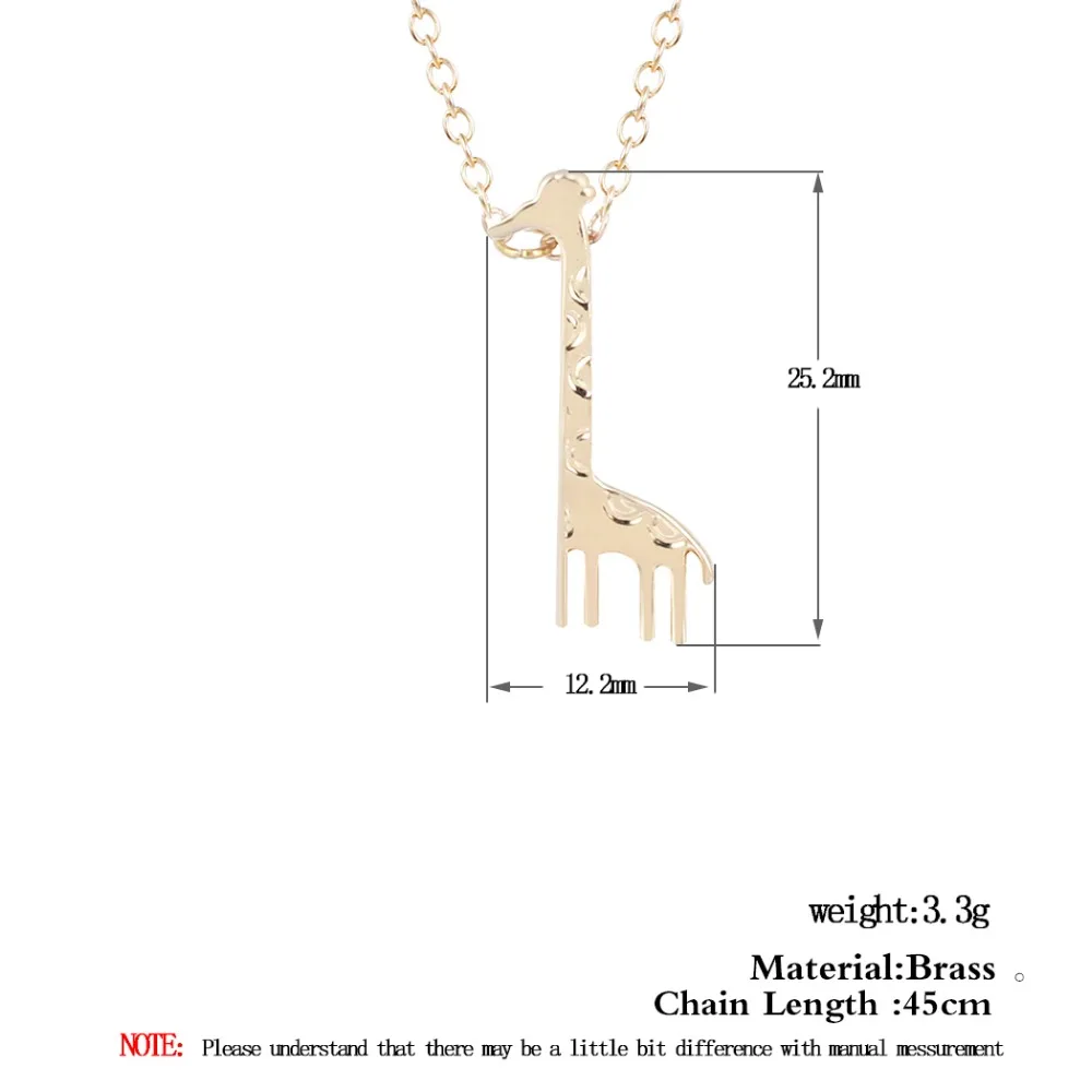 Chandler New  Gold Color Giraffe Pendant Necklaces For Women Girafe Animal Charm Body Colar Masculino Korean Homme Bijoux