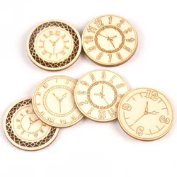 8pcs Mixed roundness clock Pattern Wooden Scrapbooking wood decoration for Handmade Accessory Sewing Home Decoration m2144