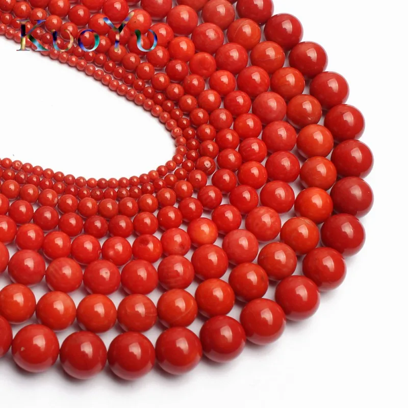 AAA Natural Red Coral Beads Round Spacer Loose Beads For Jewelry Making 15\