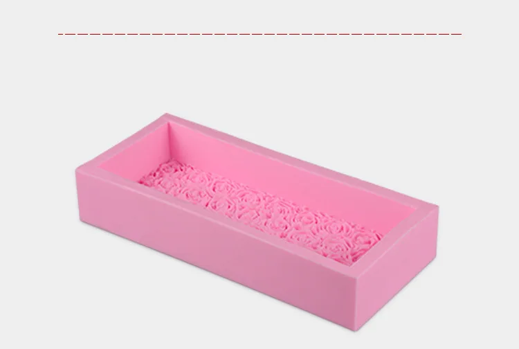 1000ML Big Embossed Loaf Pan Silicone Soap Mold Rose Flower Decoration Handmade Toast Soap Making Mould H377