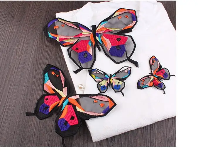 Large embroidery lace butterfly cloth paste Eugen yarn clothing decoration patch Ding Decoration trumpet yarn DIY stickers