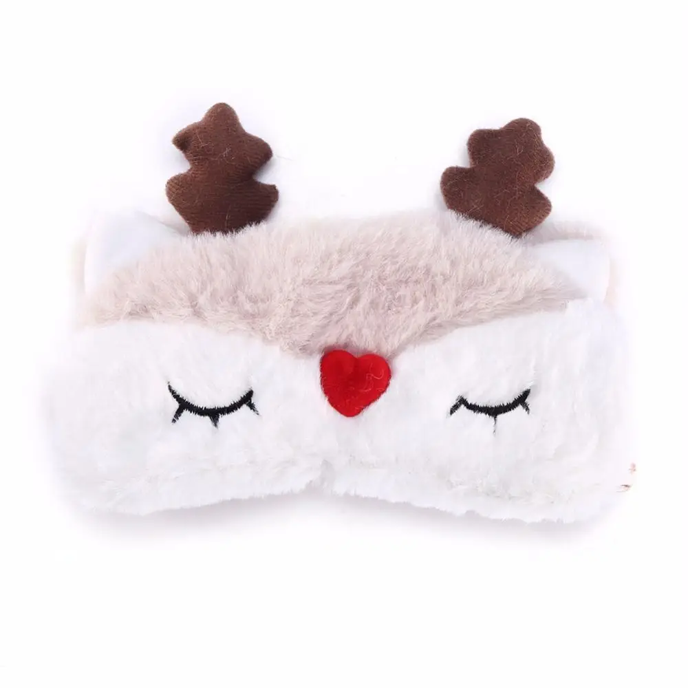 Christmas Deer eye cover Plush Fabric Sleeping Mask cute animal Eyepatch Winter Cartoon nap Eye Shade Aid Relax Travel Eyepatch