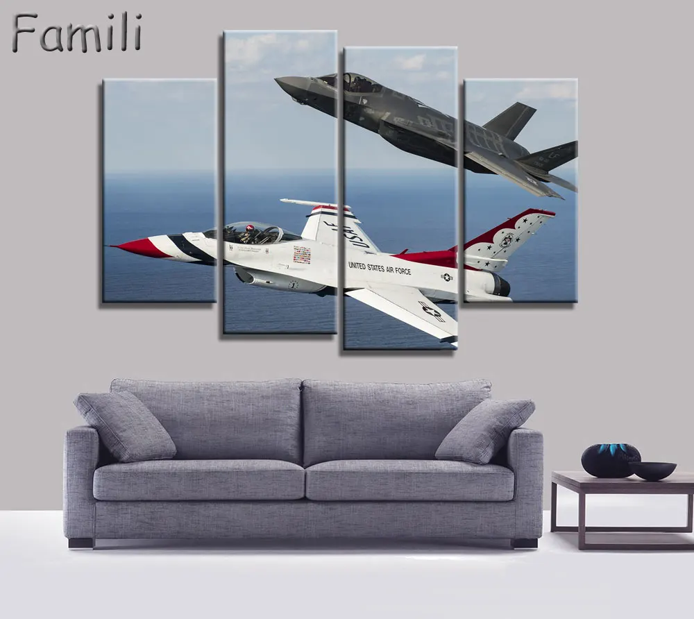 Unframed 4 Panels Modern Fighter HD Picture Canvas Print Painting Wall Art For Wall Decor Home Decoration Artwork