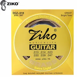 ZIKO-cuerdas de guitarra acústica DCZ 010, 011, 012, cuerdas de aleación Hexagonal de acero al carbono de latón para accesorios de guitarra acústica, piezas
