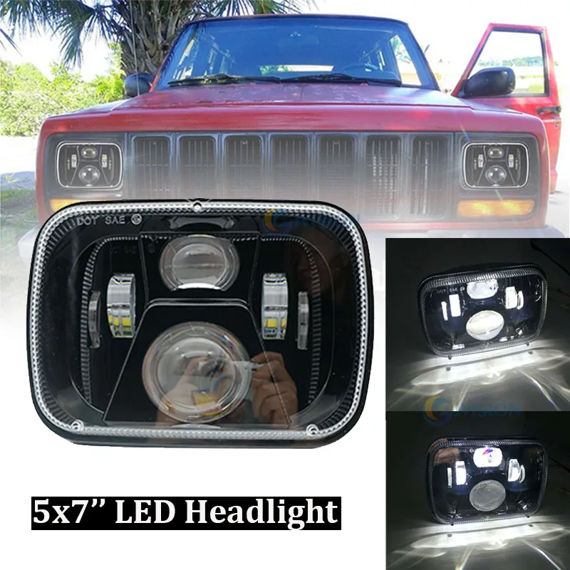 

For Jeep wrangler JK Grand Cherokee XJ YJ JKU 4X4 Toyota 5'' X 7 inch led headlight for Tacoma pickup Dodge Ram Ford F250 E350